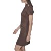 Women's Short Sleeve Mock Neck Sheath Mini Dress