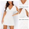 Women's Sexy Deep V-Neck Ruffle Sleeve Mini Dresses Summer Casual Bodycon Beach Cocktail Party Club Short Dress
