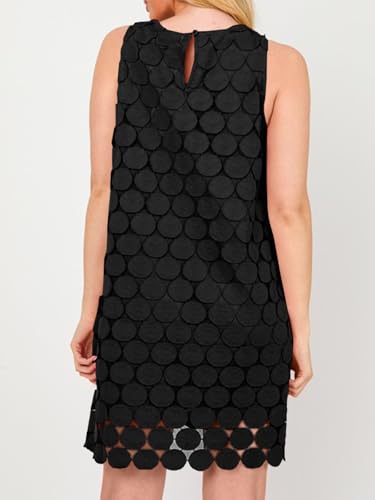 Womens Summer Hollow Out Mini Dress Casual Sleeveless Scoop Neck Boho Short Beach Dresses