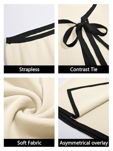 Womens Sexy Tube Top Dress Strapless Self Tie Wrap Asymmetrical Hem Knit Summer Party Mini Dresses