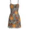 Women's Vintage 90s Mini Dress Spaghetti Strap Boho Mesh Short Dresses