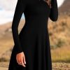 Fall Dresses for Women 2025 Long Sleeve Ribbed Knit A-Line Flowy Casual Wedding Guest Dresses Fashion Clothes