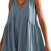Sleeveless Mini Dress for Women 2025 Summer Casual V Neck Sundress Loose Babydoll Dress with Pockets
