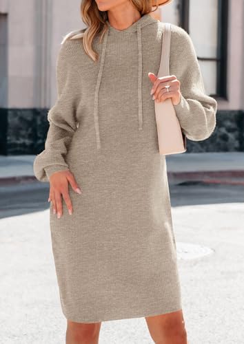 Womens Fall Sweater Dress Casual Long Sleeve Chunky Knit Pullover Oversized Hoodie Tunic Sweaters Winter Clothes