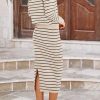 2 Piece Skirts Sets For Women Fall Fashion 2025 Striped Sweater Dress Knit Lounge Travel Outfits Winter Clothing