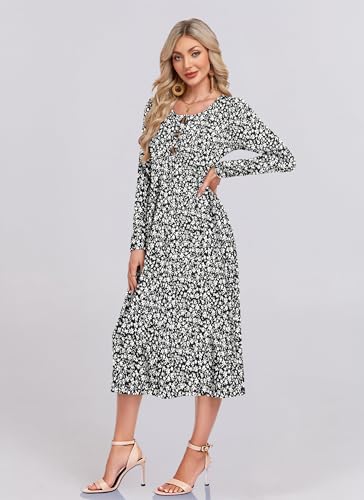 Women's Long Sleeve Maxi Dress with Pockets - Casual, Knit, Loose, Button, Crew Neck, Lightweight(XS-3XL)