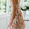 Womens Floral Mini Dress Boho Flowy Skater Spaghetti Strap Ruffle Sleeveless Beach Dress 2024 Summer Sundresses