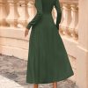 Fall Dresses for Women 2025 Long Sleeve Work Casual A Line Pleated Cocktail Church Midi Winter Sweater Dress