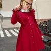 Toddler Fall Winter Sweater Dress Ruffle Long Sleeve Ribbed Knit Button Down Casual Dresses with Pockets