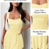 Women's Square Neck Ruffle Hem Mini Dresses Ruched Waist Slim Sleeveless Corset Dress for Women Summer Short Party Dress