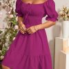 Women's Boho 2025 Summer Mini Dress, Square Neck Front Tie Puff Sleeve Casual Mini Dress