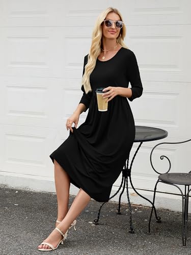 Women's Summer Short Sleeve Dresses Casual T-Shirt Flowy Tunic Ladies Beach Sundress