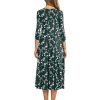 Women's 3/4 Sleeve A-line and Flare Midi Long Dress