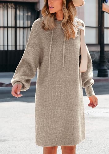 Womens Fall Sweater Dress Casual Long Sleeve Chunky Knit Pullover Oversized Hoodie Tunic Sweaters Winter Clothes