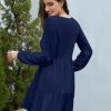 Dresses for Women Casual Long Sleeve V Neck Flowy Swing Tunic Dress Fall Outfits 2025