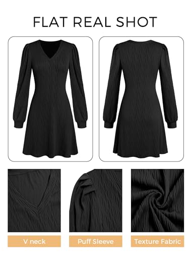 Fall Dresses for Women 2025 Knit V Neck Long Sleeve Sweater Dress A Line Casual Outfits