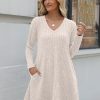 Plus Size Sweater Dress for Women Tshirt Fall Dresses Winter V Neck Long Sleeve Pockets Casual Party Loose Fit