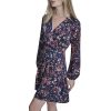 Women's Balloon Sleeve V-Neck Ruffle Trim A-line Mini Dress