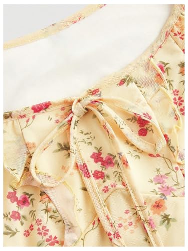 Women's Vintage Floral Dress Summer Cap Sleeve Mini Dresses Going Out Beach Short Dress