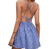 Women's Summer Ditsy Floral Backless Tie Back Sleeveless Cami Mini Dress