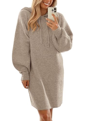 Womens Fall Sweater Dress Casual Long Sleeve Chunky Knit Pullover Oversized Hoodie Tunic Sweaters Winter Clothes