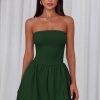 Womens Strapless Bubble Mini Dress Summer Tube Top Sundress Casual Off Shoulder A Line Party Short Dresses Vacation