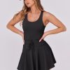 Women's Tennis Mini Dresses Workout Built in Shorts Golf Athletic Sleeveless One Piece Summer Active Romper Dress