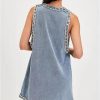 Women Sleeveless Denim Mini Dress V Neck High Waist Patchwork Summer Casual Streetwear Slim Fit