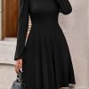 Womens Long Sleeve Mini Dress 2025 Fall Trendy Crewneck Ribbed Knit Soft A Line Flowy Summer Formal Dresses