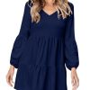 Dresses for Women Casual Long Sleeve V Neck Flowy Swing Tunic Dress Fall Outfits 2025