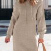 Womens Fall Sweater Dress Casual Long Sleeve Chunky Knit Pullover Oversized Hoodie Tunic Sweaters Winter Clothes