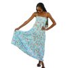 Women's Resort Dress, Organic Rayon Maxi Dress, Smocked Back, Adjustable Tie Straps, and Flowy Tiered Bottom