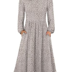 Women Long Sleeve Midi Dress Crewneck 2025 Fall Fashion Casual Flowy A-Line Long Dresses Vacation Outfit with Pocket