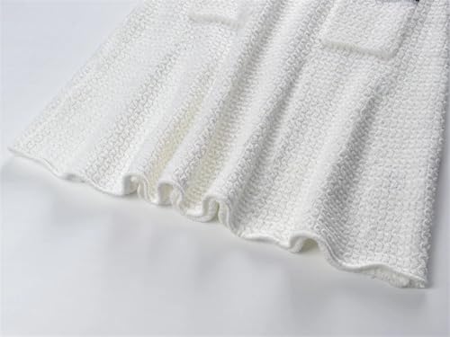 Women Summer Knitted Short Sleeve Striped Turn Down Collar White Mini Sweater Dress