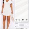 Women's Sexy Deep V-Neck Ruffle Sleeve Mini Dresses Summer Casual Bodycon Beach Cocktail Party Club Short Dress