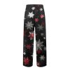 Christmas Pj Pants Men Comfortable Reindeer Christmas Print Open Bottom Drawstring Pjs Pants with Pockets