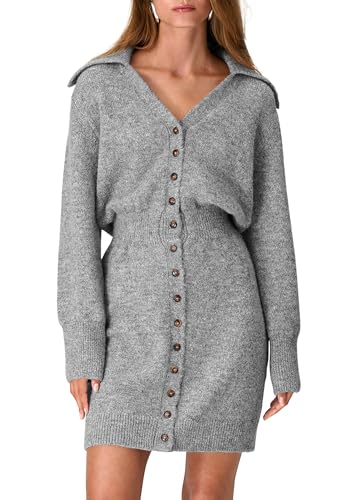 Sweater Dresses for Women 2025 Trendy Long Sleeve Button Down Short Mini Fall Winter Dress