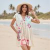 Women??s Boho Mini Dress Y2k Floral Print Deep V-Neck Puff Sleeve Short Dress 2025 Summer Loose Beach Sundress