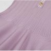 Women Summer Short Sleeve Blue Turn Down Collar Mini Daily Knitted Sweater Dress