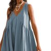 Womens Summer Sleeveless Mini Dress Casual Loose V Neck Sundress with Pockets