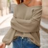 Womens Oversized V Neck Sweaters Chunky Knit Lantern Long Sleeve Fall Winter Slouchy Tunic Sweater Tops