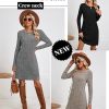 3 Pack Women's Long Sleeve Sweater Tunic Dresses - Loose Fitting Knit Crew Neck for Casual Fall Winter
