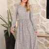 Women Long Sleeve Midi Dress Crewneck 2025 Fall Fashion Casual Flowy A-Line Long Dresses Vacation Outfit with Pocket