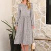 Women Long Sleeve Midi Dress Crewneck 2025 Fall Fashion Casual Flowy A-Line Long Dresses Vacation Outfit with Pocket