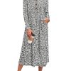 Women's Long Sleeve Maxi Dress with Pockets - Casual, Knit, Loose, Button, Crew Neck, Lightweight(XS-3XL)