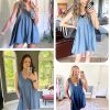 Womens Summer Sleeveless Mini Dress Casual Loose V Neck Sundress with Pockets