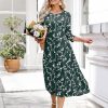 Women's 3/4 Sleeve A-line and Flare Midi Long Dress