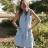 Casual Short Summer Dresses for Women 2025 Sleeveless Crewneck Cute Ruffle Loose Vacation Mini Tshirt Dress