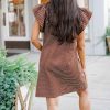 Striped V-Neck Mini Dress for Women Puff Sleeve Casual Dress with Pockets, Comfortable & Stylish for Summer