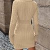 Womens Cable Knit Sweater Dress Long Sleeve Crew Neck Winter Bodycon Mini Fall Dresses 2025